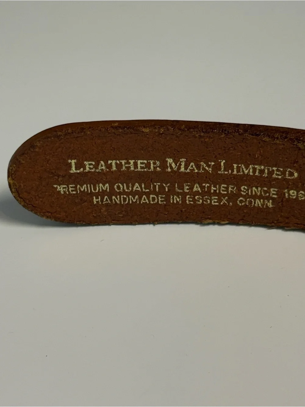 Leather Man Ltd Brown Leather Belt Nautical Flag Ribbon and Brass Buckle Size 46